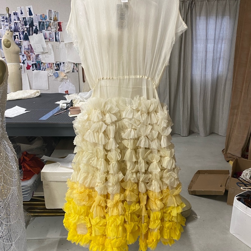 Louiza Babouryan Cream Silk Dress